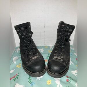 Black Lace-Up Motorcycle Boots